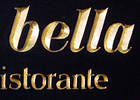 Detaljbild på skylten för Ciao Bello